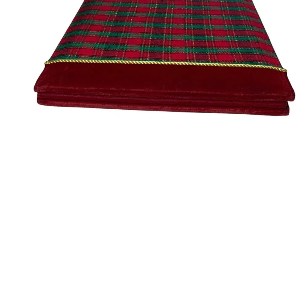 Red Velvet Plaid with Gold Rope Trim Scrapbook with Extra pages included Holiday